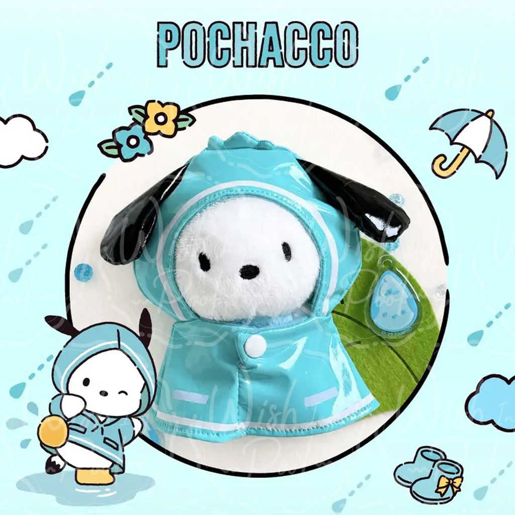 Sanrio 三麗鷗 雨衣娃娃鑰匙圈-官網-04-帕恰狗