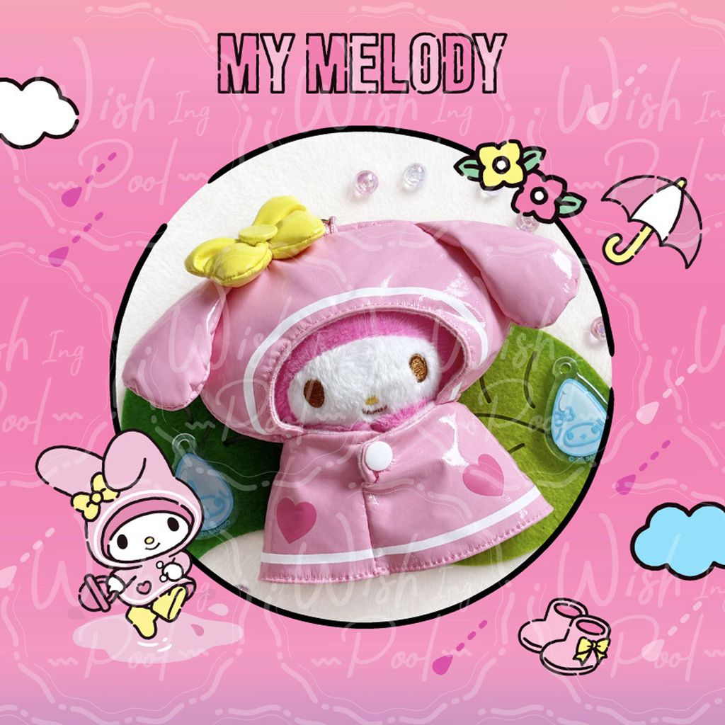 Sanrio 三麗鷗 雨衣娃娃鑰匙圈-官網-08-美樂蒂