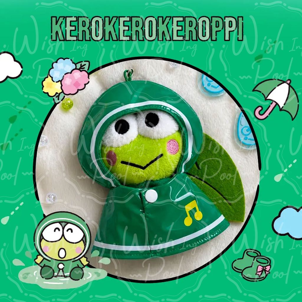 Sanrio 三麗鷗 雨衣娃娃鑰匙圈-官網-02-大眼蛙