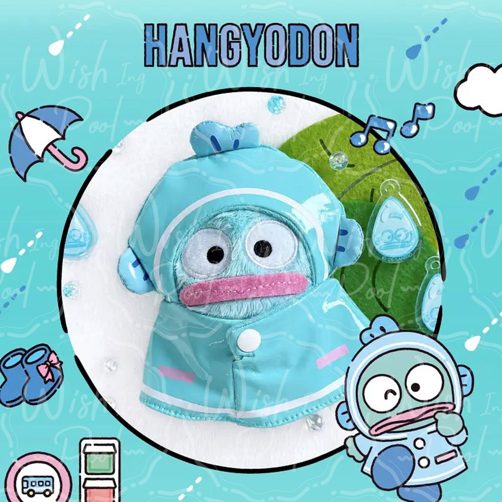 Sanrio 三麗鷗 雨衣娃娃鑰匙圈-官網-03-人魚漢頓