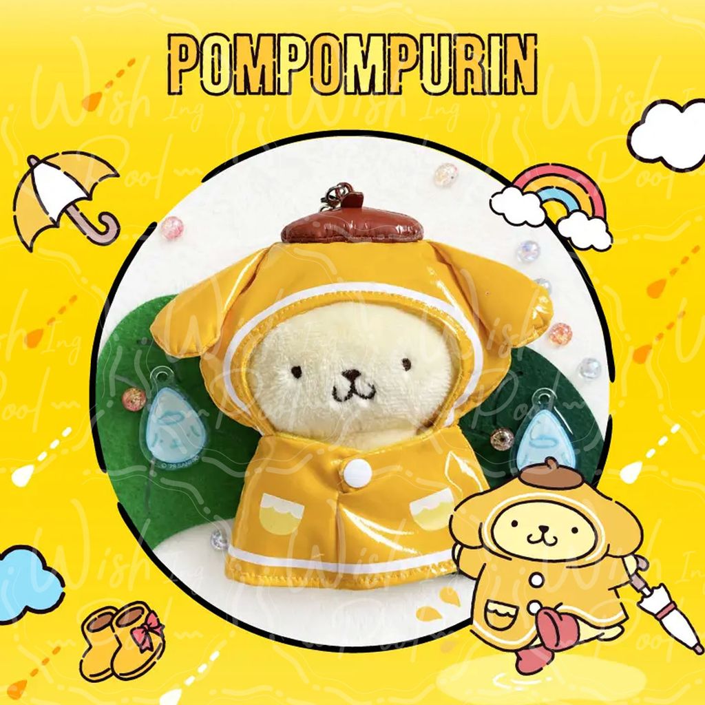 Sanrio 三麗鷗 雨衣娃娃鑰匙圈-官網-05-布丁狗