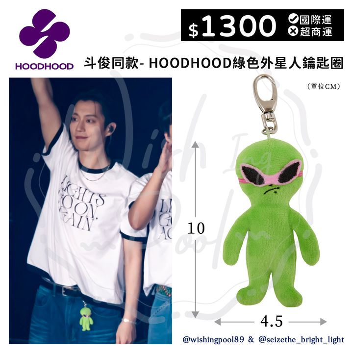 斗俊同款- HOODHOOD綠色外星人鑰匙圈-00