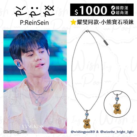 2025 REINSEIN同款團整理250629-耀燮同款-小熊寶石項鍊