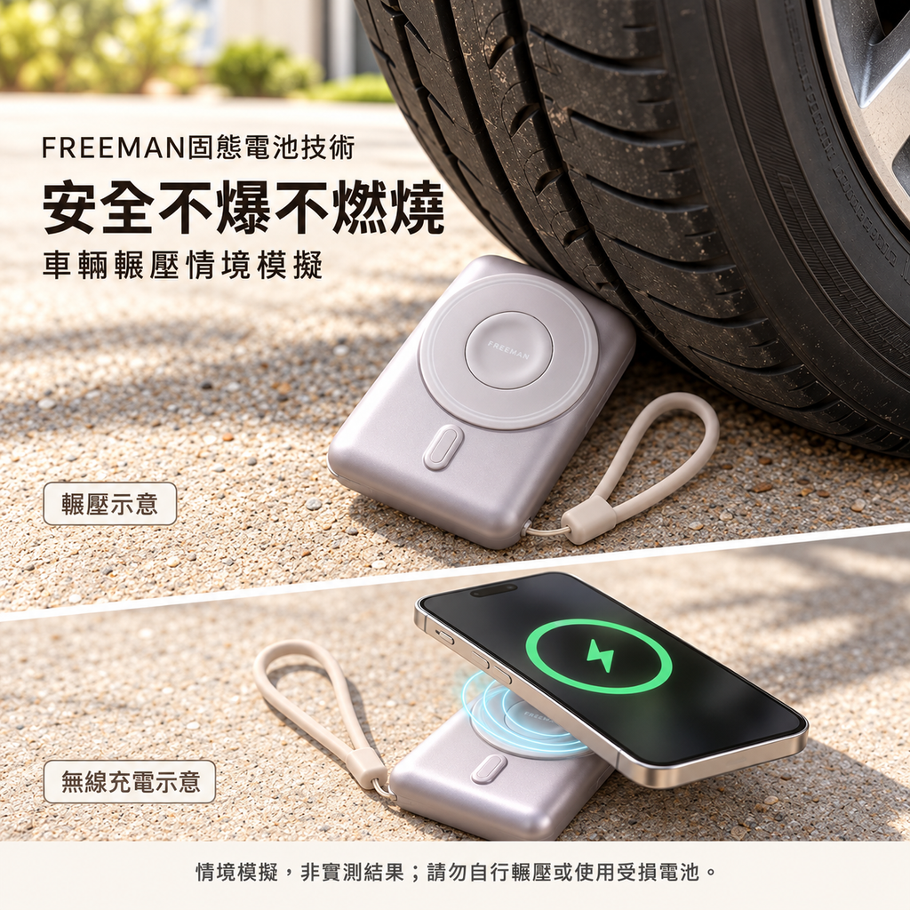 薰衣草磁吸電源與無線充電示意