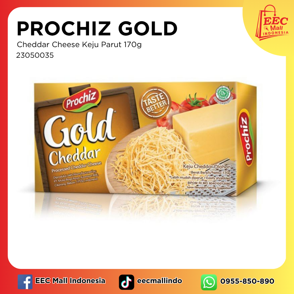 23050035 PROCHIZ GOLD Cheddar Cheese Keju Parut 170g