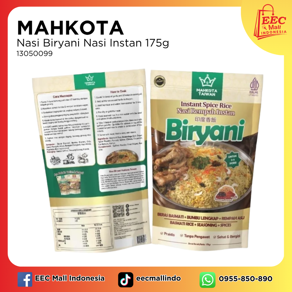13050099 MAHKOTA Nasi Biryani Nasi Instan 175g