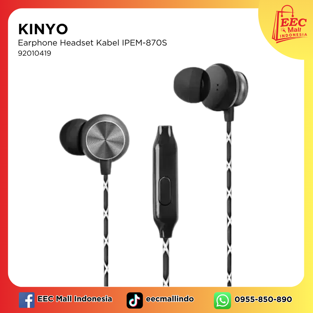 92010419 KINYO Earphone Headset Kabel IPEM-870S 