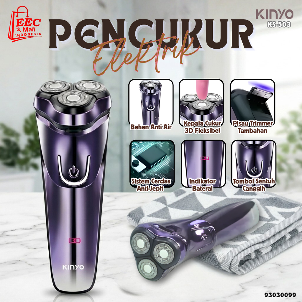 93030099 KINYO Washable Electric Shaver Pencukur KS-503