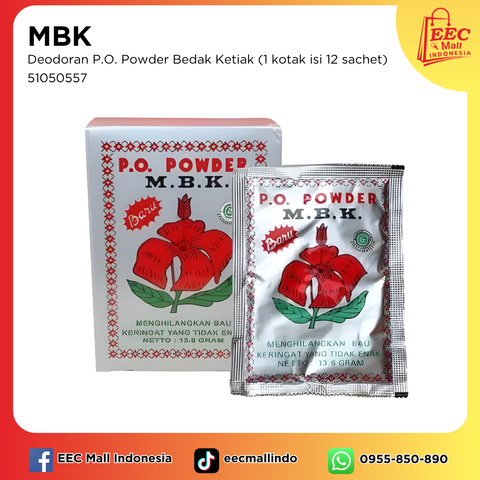 51050557 MBK Deodoran P.O. Powder Bedak Ketiak (1 kotak isi 12 sachet)