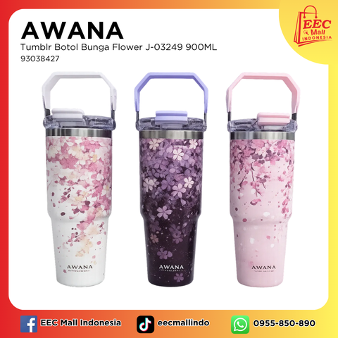 93038427 AWANA Tumblr Botol Bunga Flower J-03249 900ML
