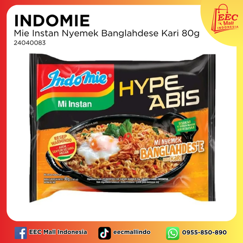 24040083 INDOMIE Mie Instan Nyemek Banglahdese Kari 80g