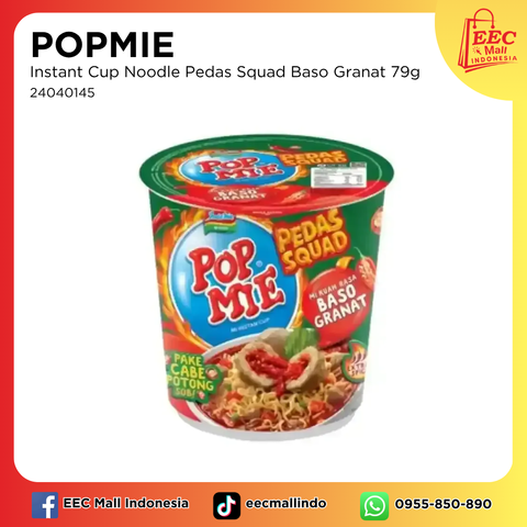 24040145 POPMIE Instant Cup Noodle Pedas Squad Baso Granat 79g