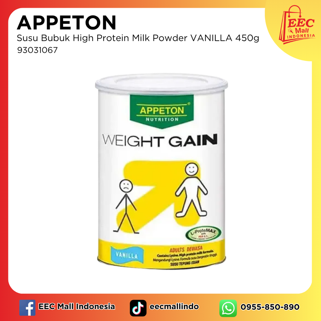 93031067 APPETON Susu Bubuk High Protein Milk Powder VANILLA 450g