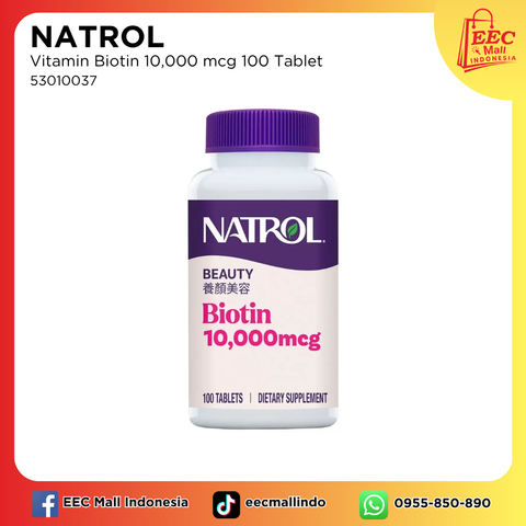 53010037 NATROL Vitamin Biotin 10,000 mcg 100 Tablet