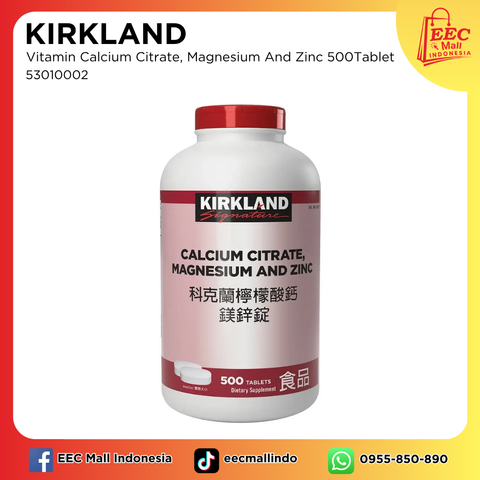 53010002 KIRKLAND Vitamin Calcium Citrate, Magnesium And Zinc 500Tablet