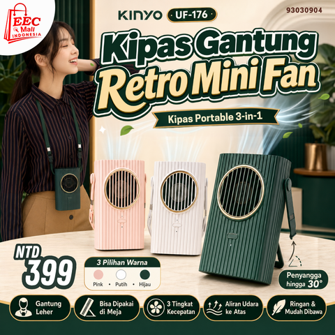 93030904  KINYO Kipas Gantung Retro Mini Fan UF-176 (1)
