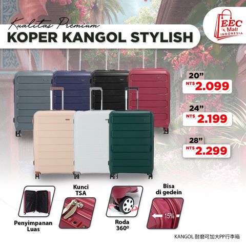 ACONG 93030575 93030576 93030577 KANGOL 耐磨可加大PP行李箱 20-24-28 (KANGOL STYLISH)