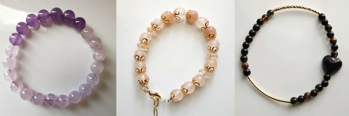 紫水晶，月光石，黑曜石展示