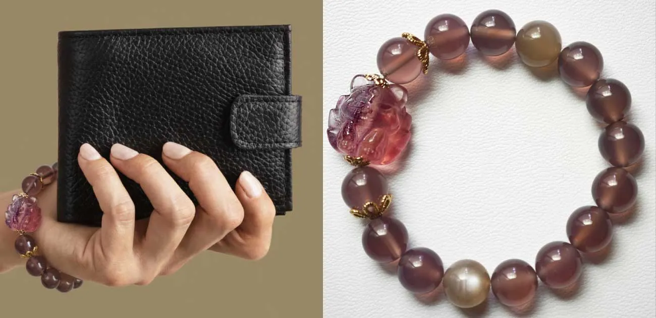 黑色錢包配紫煙石水晶