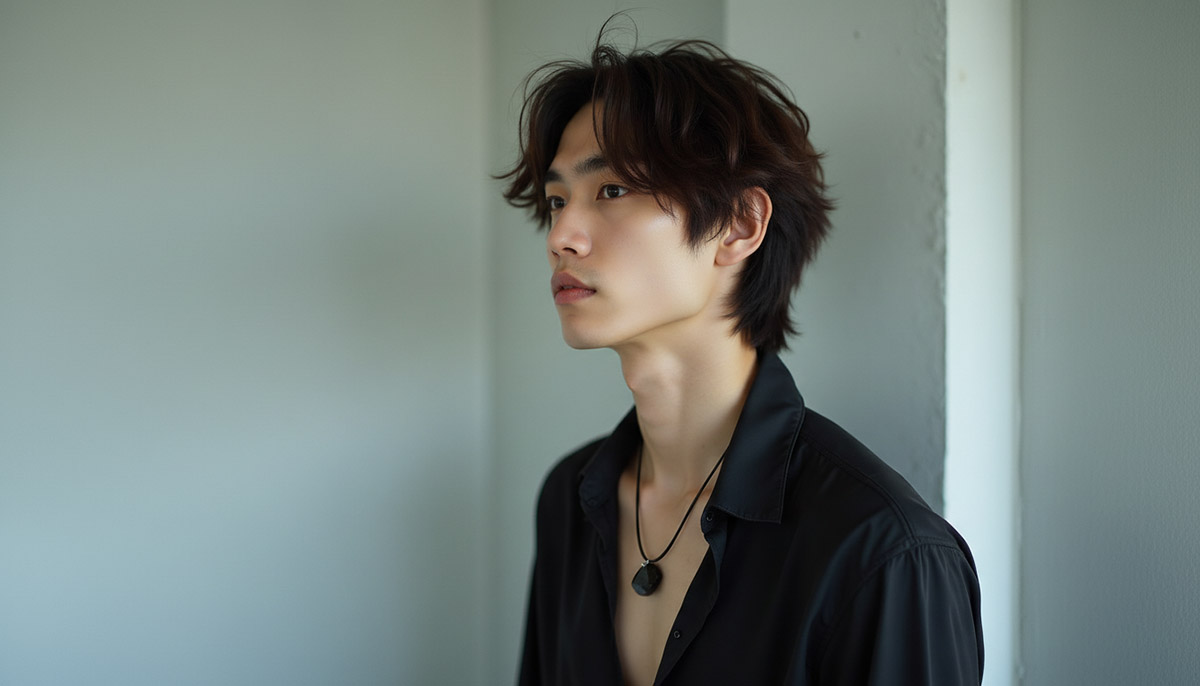 模特兒展示戴上黑曜石項鍊穿搭