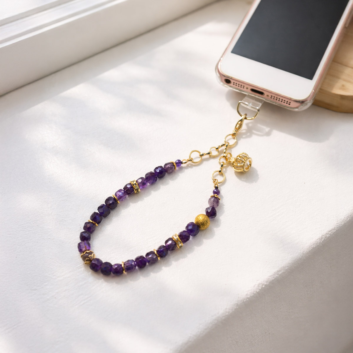amethyst-phone-strap-window-light-lifestyle