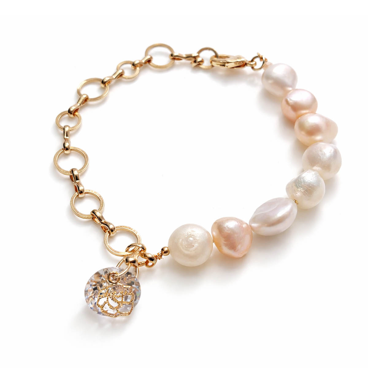 法式玫瑰水鑽珍珠手鍊｜為簡單穿搭多留一道光