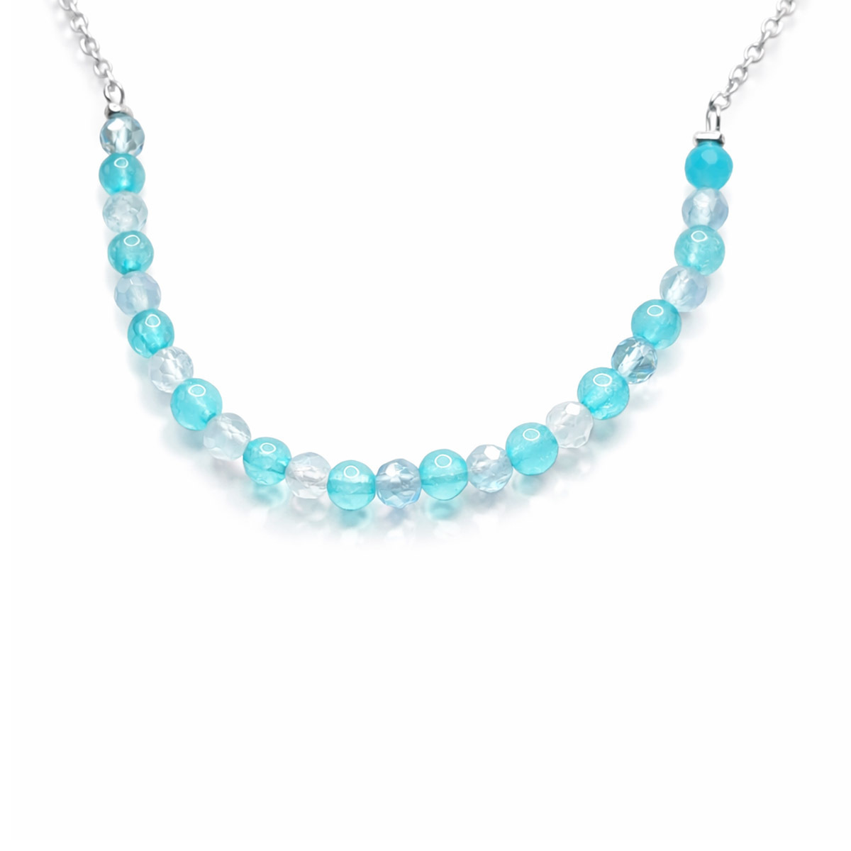 冰藍玉髓・藍磷漸層水晶項鍊