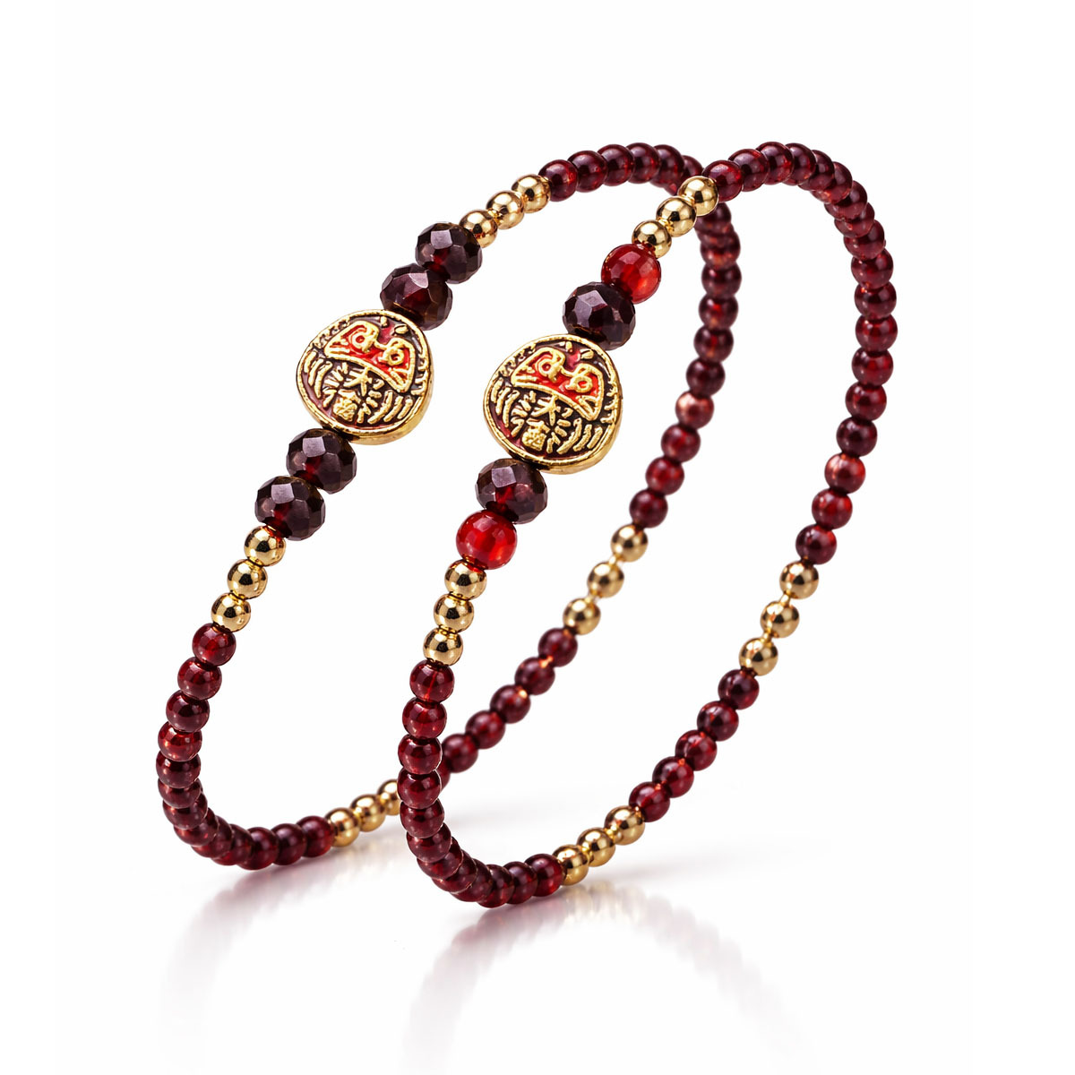 red-garnet-daruma-bracelet-pair-display