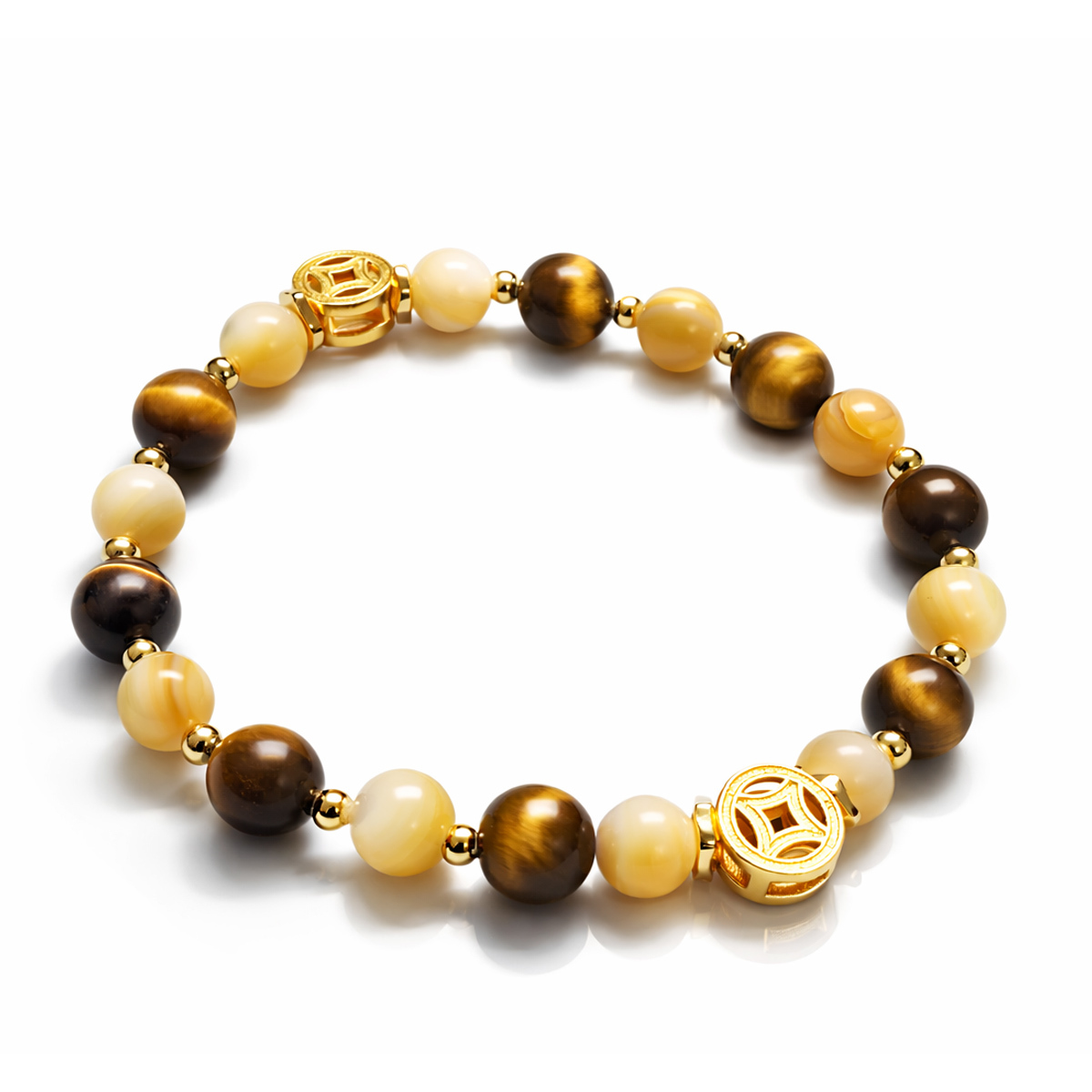 金運雙錢虎眼黃貝玉手鍊｜承載豐盛財氣質感必戴配件