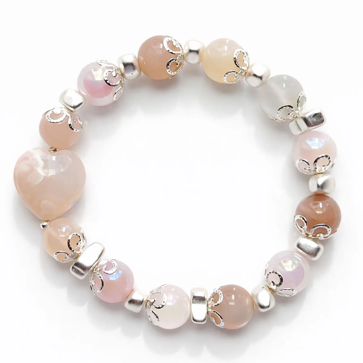 晨曦櫻花晶彩光橙月石手鍊|柔粉暖橙系 日常好搭的溫柔存在感