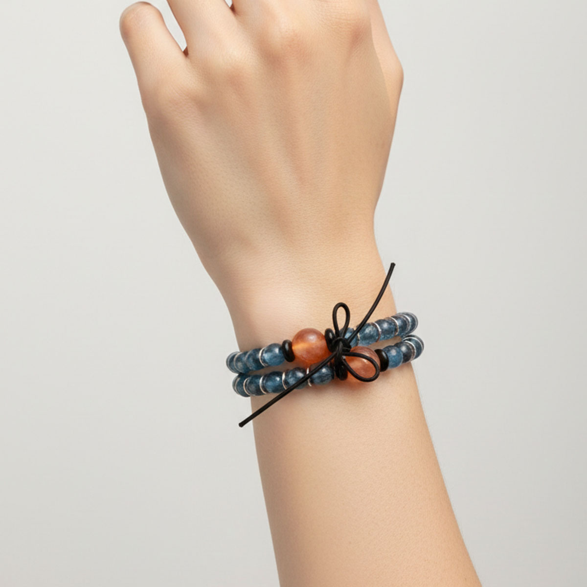 devil-aquamarine-sunstone-double-bracelet-wearing