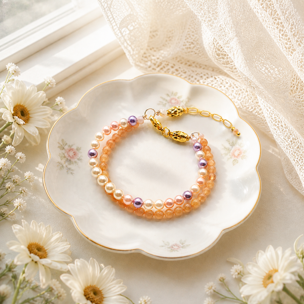 sunstone-pearl-double-layer-bracelet-gold-adjustable-1