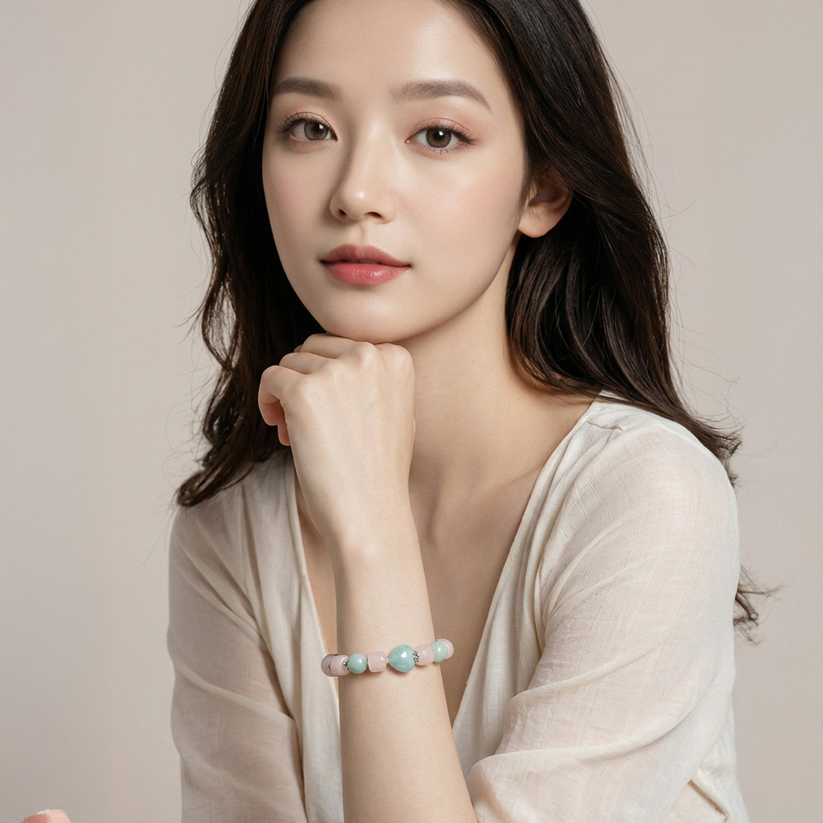 amazonite-pink-opal-flower-bracelet-model-01