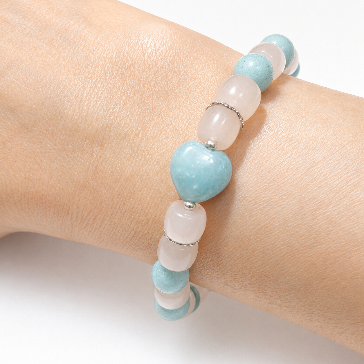 amazonite-pink-opal-flower-bracelet-wear