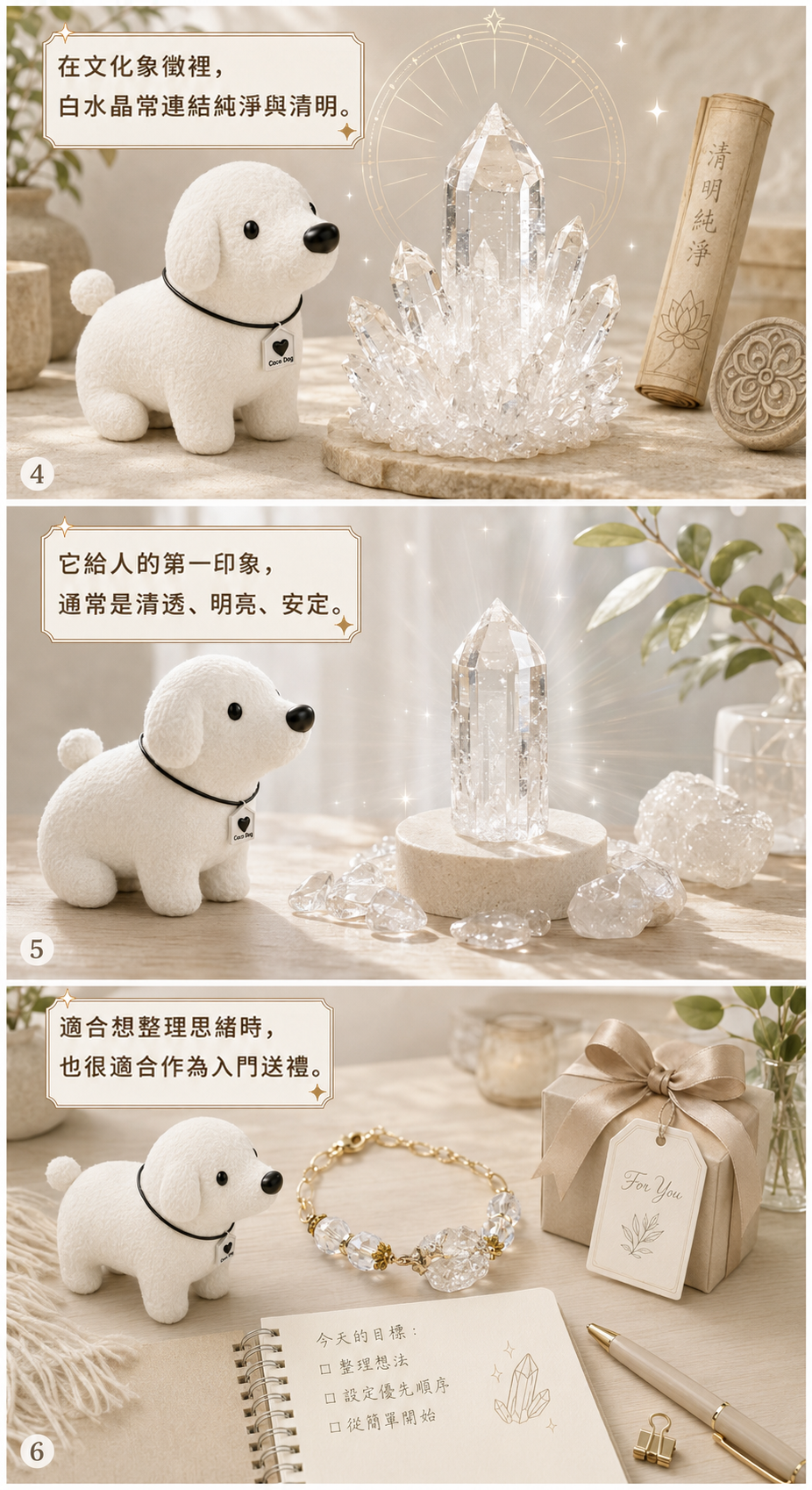 白水晶文化介紹白水晶常被用來象徵整理、平衡與清晰感。