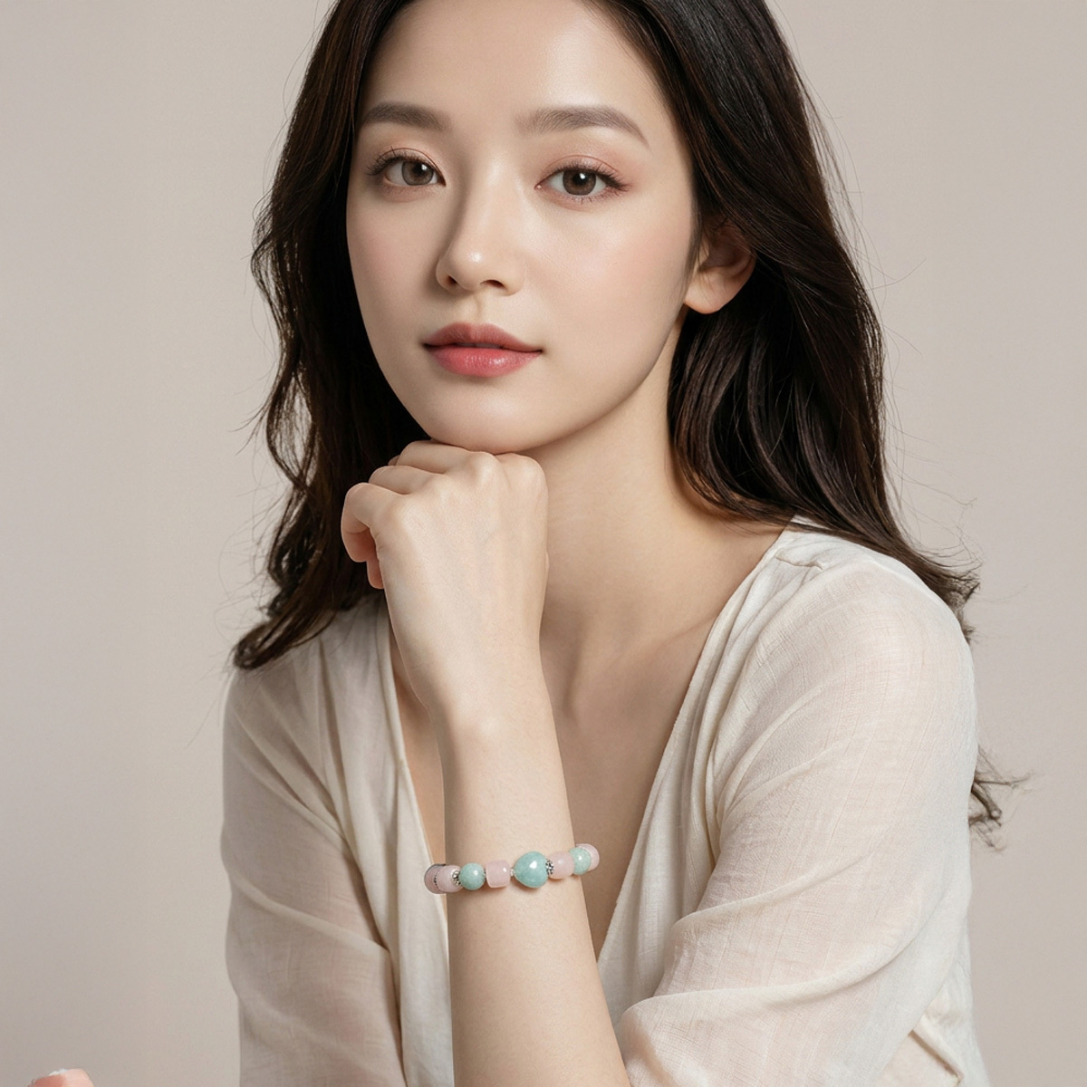 amazonite-pink-opal-flower-bracelet-model-01