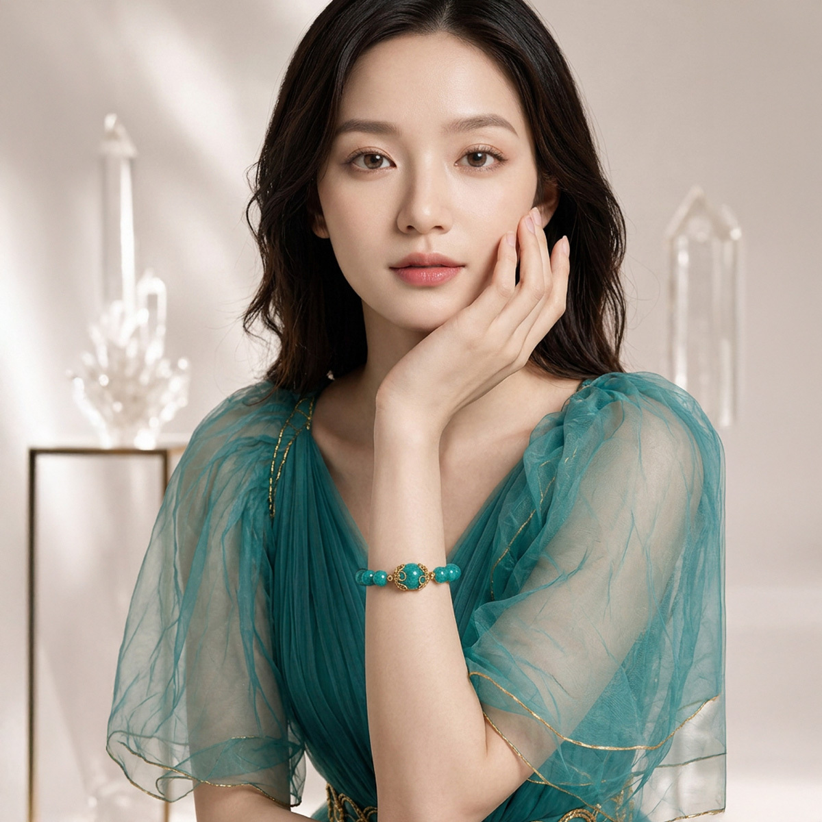 amazonite-gold-bangle-bracelet-modelweear