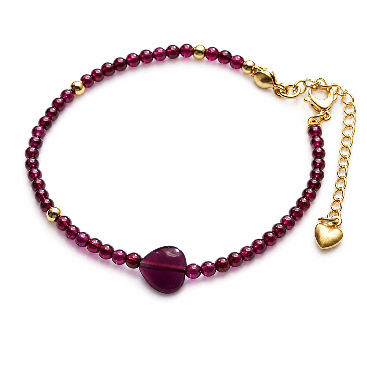 Cocodogred-garnet-purple-cats-eye-heart-bracelet-flatlay