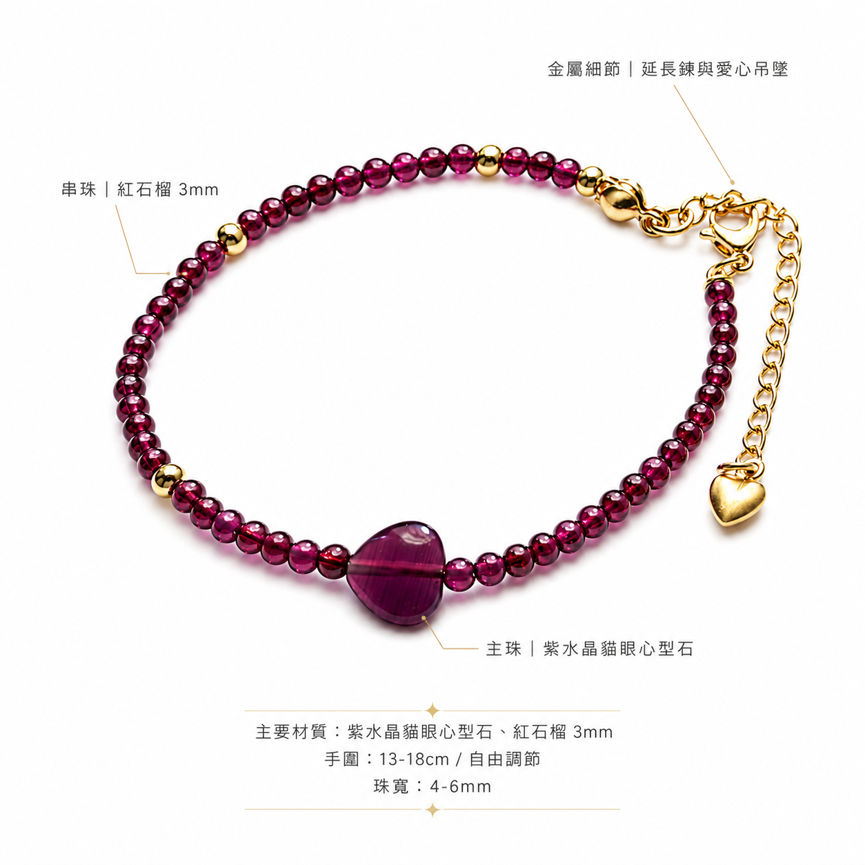 garnet-heart-bracelet-size-guide