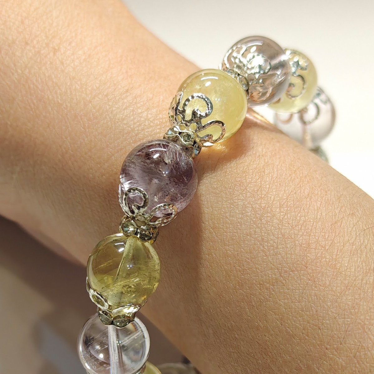 lemon-citrine-phantom-amethyst-bracelet-model-wear