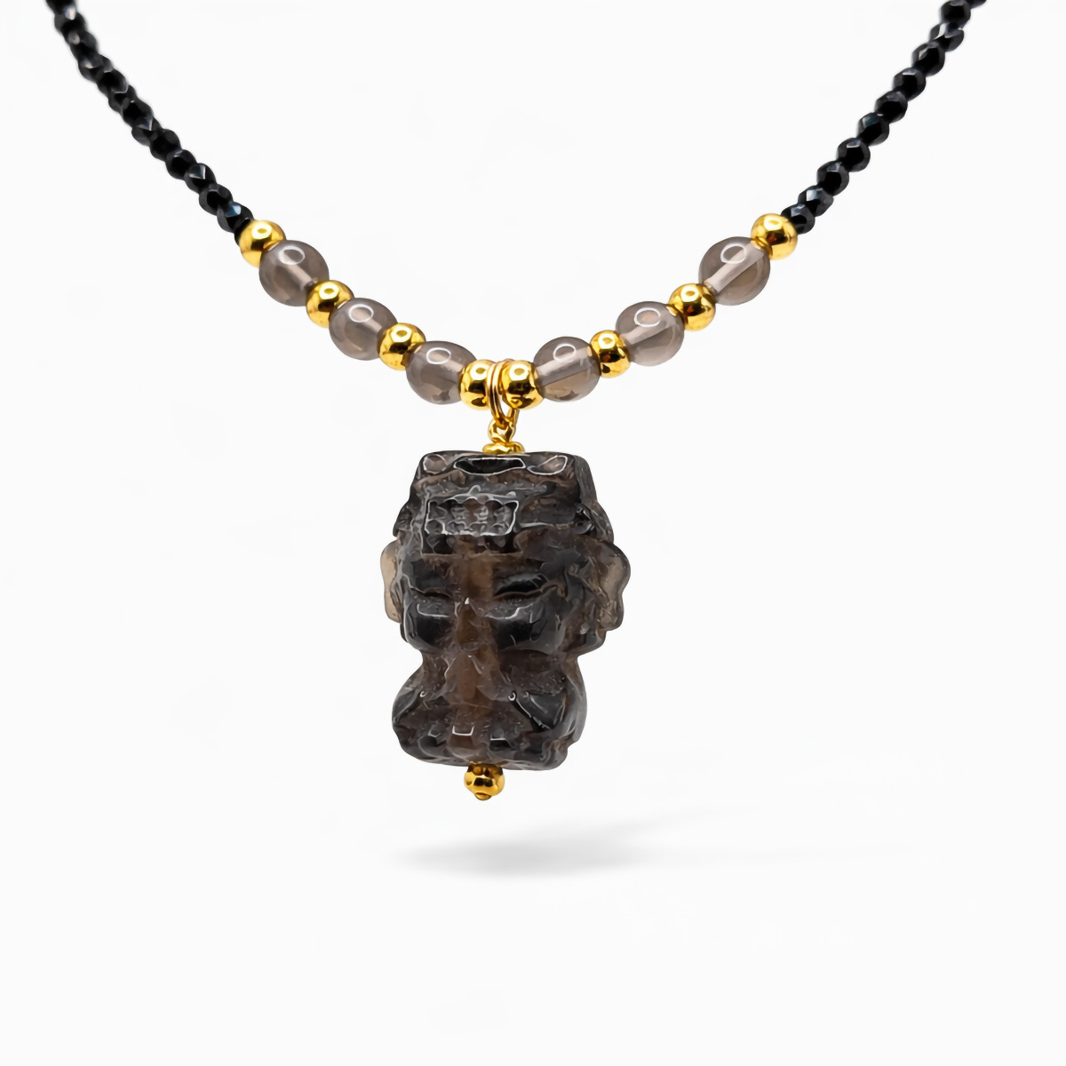 smoky-quartz-mazu-amulet-necklace-gold-beads