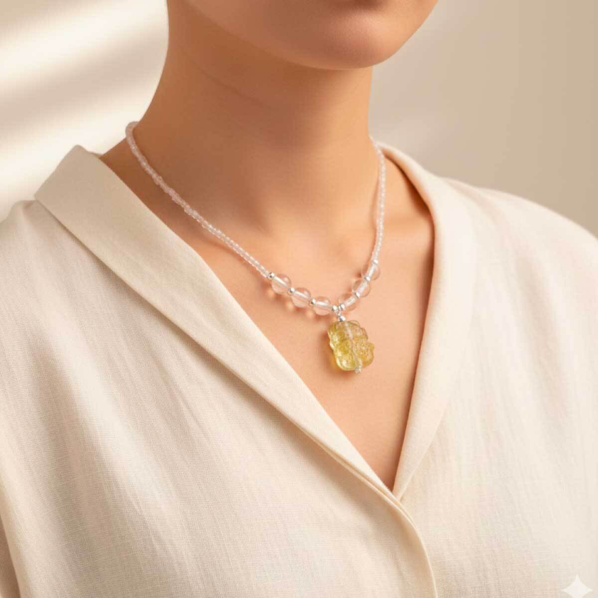 citrine-lucky-cat-pendant-necklace-close-up-wear