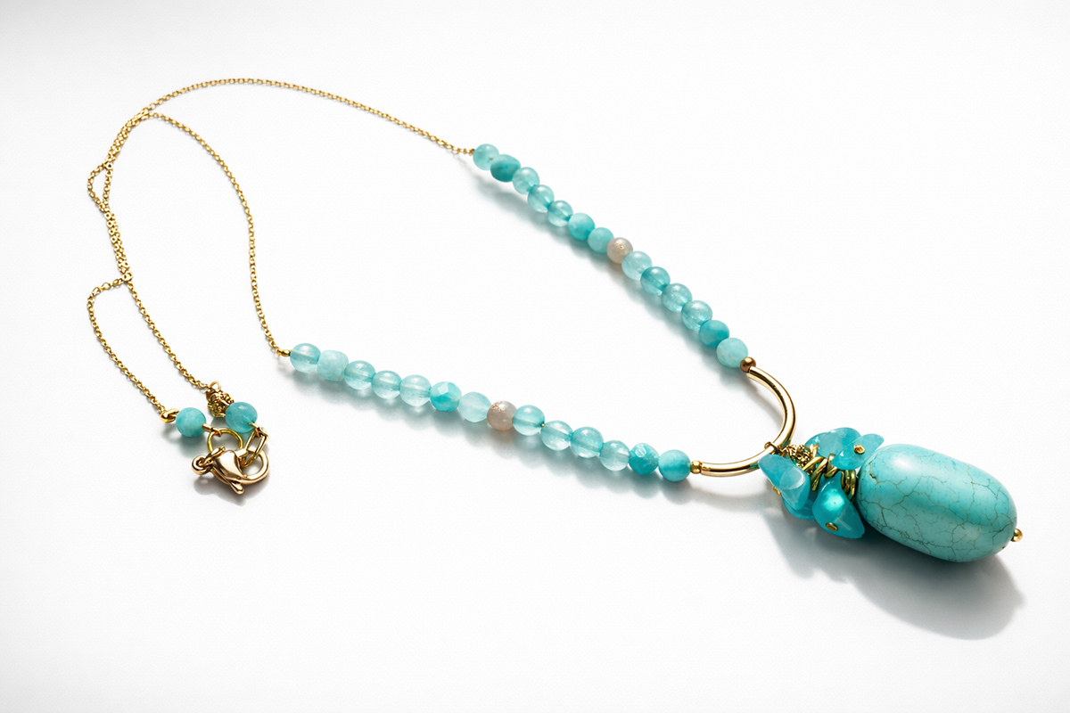 amazonite-blue-phosphorite-drop-necklace-flat-lay