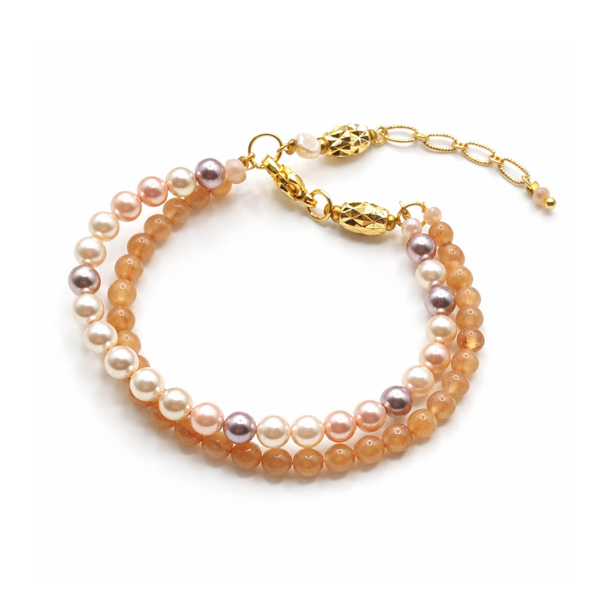 sunstone-pearl-double-layer-bracelet-gold-adjustable
