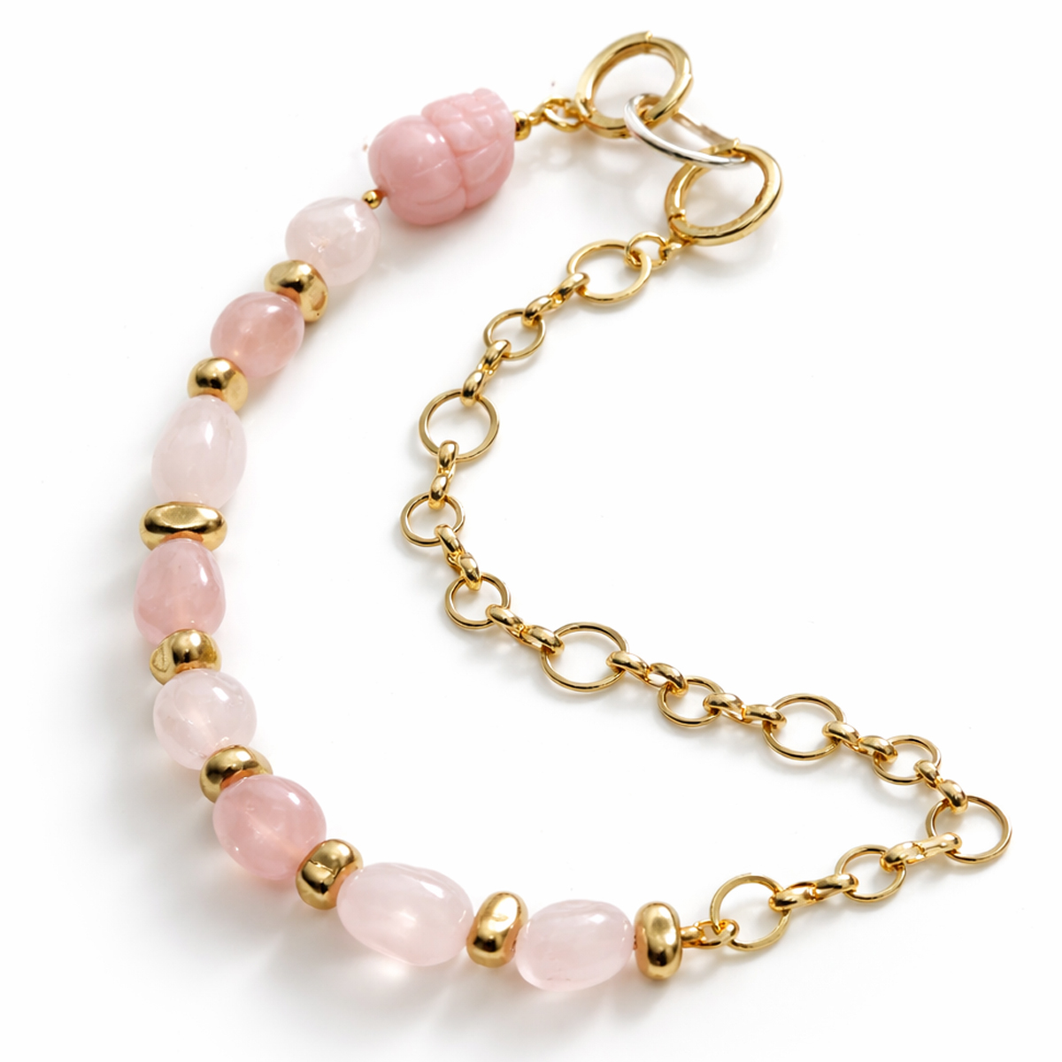 rose-quartz-pixiu-phone-strap-gold-chain-white-background