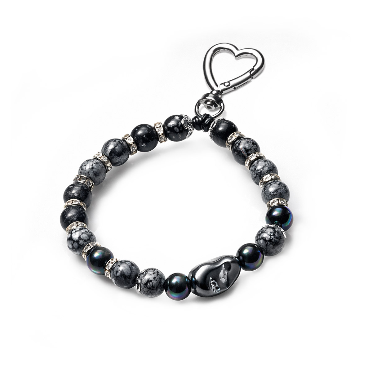 obsidian-snowflake-black-onyx-phone-strap-heart-clasp
