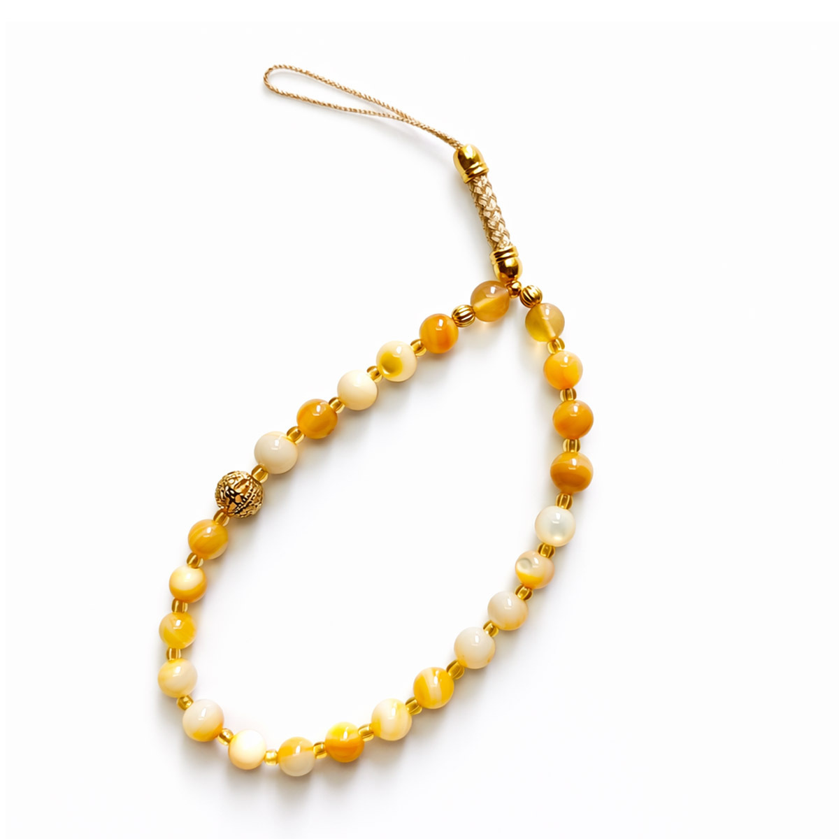 yellow-shell-jade-wealth-protection-phone-strap-white-background