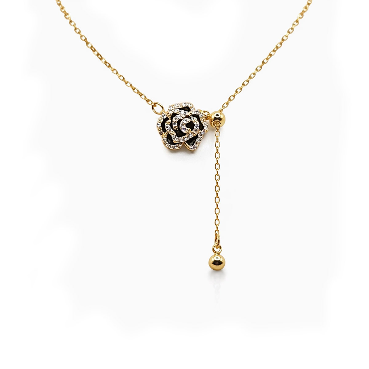 black-rose-minimal-drop-necklace-gold-product-front