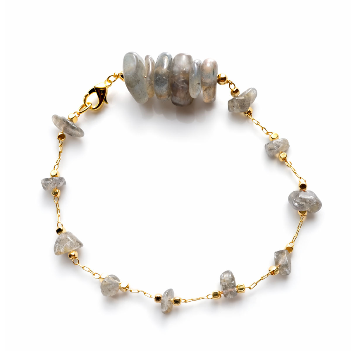 gray-blue-labradorite-chip-bracelet-gold-chain