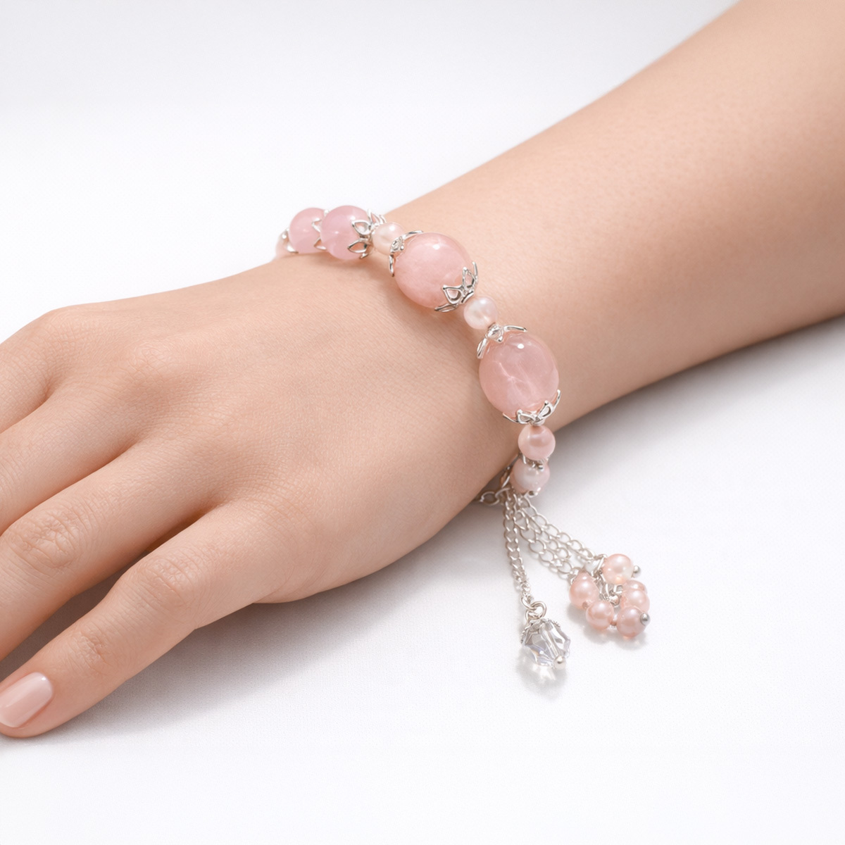 rose-quartz-lotus-large-bead-bracelet-hand-wear
